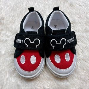 Disney Toddler Mickey Mouse Black and Red Slip On Velcro Sneakers / Shoes Size 4